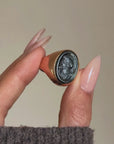THAT ONE, OF TALL DARK AND HANDSOME // HEMATITE ROMAN SOLDIER SIGNET RING