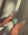 OF SUMMERS IN THE TREES LOOKING FOR TREASURES WITH SKINNED KNEES // VICTORIAN TURQUOISE AND OLD MINE DIAMOND HALO RING
