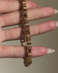I REALLY AM A BARREL OF FUN, I TELL YA // VINTAGE HEAVY GOLD BARREL LINK BRACELET