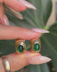 IN THE HEAT OF THE SUMMER EVERYTHING WAS SO LUSH AND VERDANT // GIA CERTIFIED BRAZILIAN EMERALD CABOCHON HUGGIE HOOPS