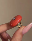 OF SECRETS KEPT SAFE AND SACRED LIKE DEEP SEA TREASURE // ANTIQUE CORAL AND DIAMOND SET RING