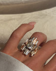 HELP ME LOSE MY MIND, DON'T GO EASY ON ME // EMERALD CUT DIAMOND BRUTALIST INSPIRED RING WITH BAGUETTE DIAMONDS