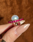 I AM DIVINE I AM PROTECTED // RUBY AND PEARL AND DIAMOND PASPALEY RING