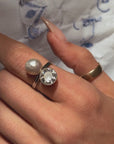 I BELIEVE THE SEA MADE THIS FOR ME SO THAT I COULD WATCH IT RISE AND FALL ON YOUR SKIN AS YOU DOZED BY THE ROCKS // ART DECO DIAMOND AND PEARL TOI ET MOI RING