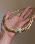 TAKE MY BREATH AWAY // INCREDIBLE BOLD 80'S EMERALD AND DIAMOND COLLAR NECKLACE