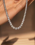 10.57ct THREE PRONG DIAMOND TENNIS NECKLACE