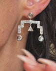 THE MOST BEAUTIFUL ALIEN CAME TO ME ON A MOONBEAM AND DANCED ALL NIGHT LONG // REPURPOSED DECO DIAMOND AND MOONSTONE CHANDELIER EARRINGS