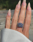 A PICNIC FOR YOU AND ME UNDER THE STARS // VINTAGE SAPPHIRE AND DIAMOND BOMBE RING