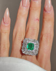 YOU MAY LOOK AT ME AND THINK YOU HAVE ME FIGURED OUT, BUT I ASSURE YOU, I AM FULL OF SURPRISES // 1950's EMERALD AND DIAMOND BALLERINA RING-DANT
