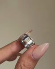 THERE WAS A BRIDGE FROM HERE TO THE MOON, JUST OVER THE OCEAN THERE // VINTAGE WIDE CIGAR BAND WITH SAPPHIRES AND DIAMONDS