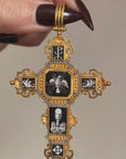 THREE DOVES, THE EUCHARIST AND A BOTONNÉ WALK INTO A 24K GOLD BAR // 19TH CENTURY MICRO MOSAIC RELIQUARY ORTHODOX CROSS