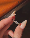 I LONG FOR THE LEAVES FALLING, WHEN I CAN FEEL THE MEMORY OF YOU CLOSEST // ONE OF A KIND ELONGATED MARQUISE DIAMOND AND AUTUMN TOURMALINE RING
