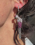 BIRDS OF A FEATHER SHINE TOGETHER // PAVE DIAMOND AND RUBY PARROT SINGLE EARRING