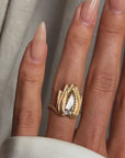 YOU ARE A BURN I CAN'T FIND A SALVE FOR // FANCY YELLOW BROWN ELONGATED PEAR DIAMOND ALOE RING