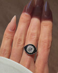 I AM PROTECTED, I AM WORTHY AND DIVINELY LOVED IN MY DARK AND MY LIGHT // ART DECO ONYX AND DIAMOND EVIL EYE RING