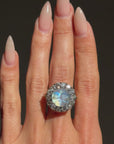 YOU WERE BORN UNDERNEATH A FULL MOON AND THAT BLESSING WILL FOLLOW YOU WHEREVER YOU MAY GO // MAN IN THE MOON VICTORIAN OLD MINE CUT DIAMOND HALO CONVERSION RINGDANT