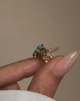 MAY THE GRAPES OF WRATH YEILD THE SWEETEST OF WINES // VICTORIAN TURQUOISE GRAPE MOTIF BACCHANAL RING
