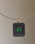 I CRACKED OPEN YOUR CHEST TO FIND YOUR BLEEDING HEART BUT FOUND A TREASURE OF THE MOST BRILLIANTLY GLOWING GEMS INSTEAD // 3.26CT EMERALD AND EBONY WOOD PENDANT