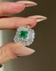 YOU MAY LOOK AT ME AND THINK YOU HAVE ME FIGURED OUT, BUT I ASSURE YOU, I AM FULL OF SURPRISES // 1950's EMERALD AND DIAMOND BALLERINA RING-DANT
