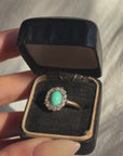 OF SUMMERS IN THE TREES LOOKING FOR TREASURES WITH SKINNED KNEES // VICTORIAN TURQUOISE AND OLD MINE DIAMOND HALO RING