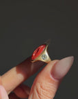 I AM A LIFE BIRTHER, A PORTAL BETWEEN WHAT IS KNOWN AND UNKNOWN AND I WILL BE CELEBRATED AS SUCH // HAND CARVED CORAL VULVA SIGNET RING