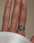 MAY THE GRAPES OF WRATH YEILD THE SWEETEST OF WINES // VICTORIAN TURQUOISE GRAPE MOTIF BACCHANAL RING