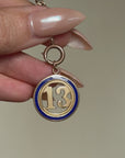 OH BABY, HAVE I GOT YOUR NUMBER // LUCKY NUMBER 13 PENDANT WITH BLUE ENAMEL