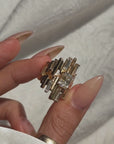 HELP ME LOSE MY MIND, DON'T GO EASY ON ME // EMERALD CUT DIAMOND BRUTALIST INSPIRED RING WITH BAGUETTE DIAMONDS