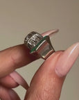 I MIGHT WRAP AROUND YOU BUT YOU'LL NEVER BE BOUND // ART DECO DIAMOND AND EMERALD BUCKLE RING