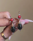 OH BUT I FIND SO MUCH ROMANCE IN YOUR WICKEDNESS // VICTORIAN ONYX AND CORAL AND DIAMOND DROP EARRINGS