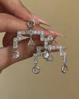 THE MOST BEAUTIFUL ALIEN CAME TO ME ON A MOONBEAM AND DANCED ALL NIGHT LONG // REPURPOSED DECO DIAMOND AND MOONSTONE CHANDELIER EARRINGS