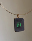I CRACKED OPEN YOUR CHEST TO FIND YOUR BLEEDING HEART BUT FOUND A TREASURE OF THE MOST BRILLIANTLY GLOWING GEMS INSTEAD // 3.26CT EMERALD AND EBONY WOOD PENDANT