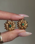 THE SUN BEAT DOWN ON MY SKIN BUT UNDERNEATH IT, I BLOOMED // VINTAGE EMERALD AND GOLD FLORAL EARRINGS