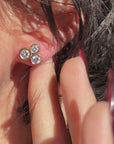IF THREE'S COMPANY THEN CALL ME GOLDILOCKS // TRI-DIAMOND CLUSTER EARRINGS