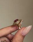 I WATCHED HER DANCE AND MY HEART FELT LIKE THE RIPEST OF APPLES // VINTAGE NO HEAT RUBY BALLERINA RING