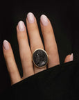 THE FRENCH BLACK LAVA CARVED PORTRAIT RING