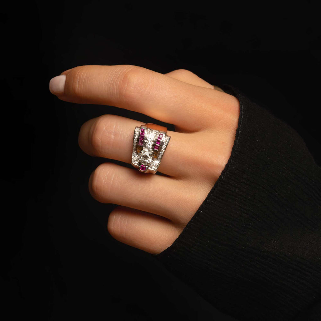 THE RETRO DIAMOND AND RUBY RING