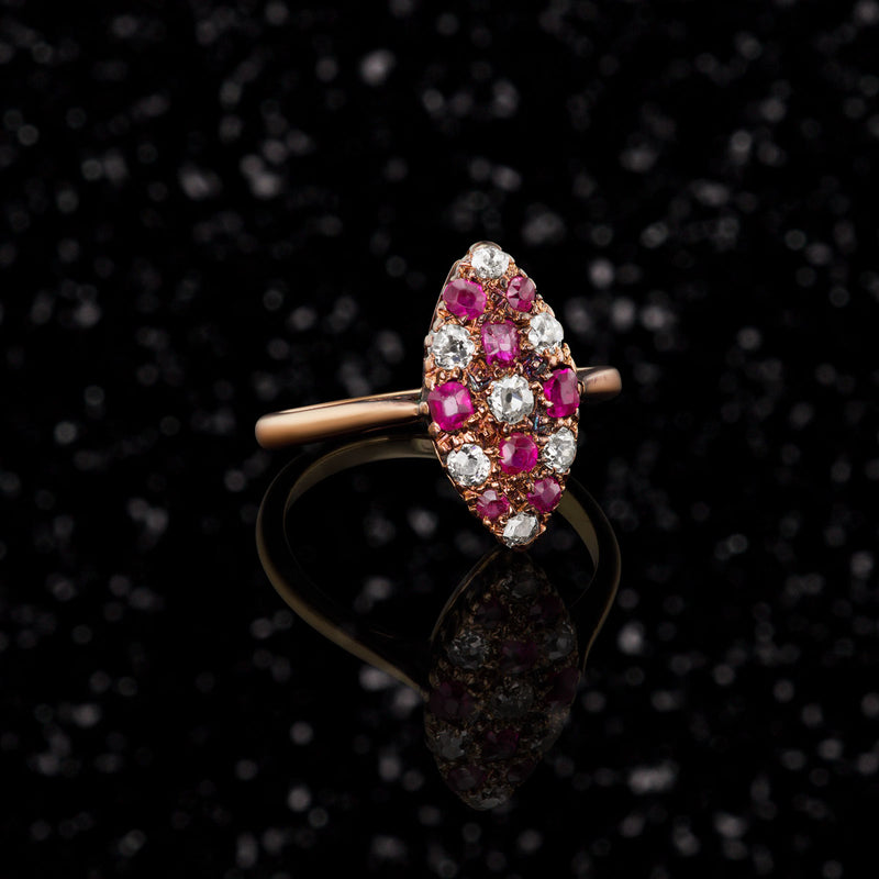 THE RUBY DIAMOND COBBLESTONE NAVETTE RING