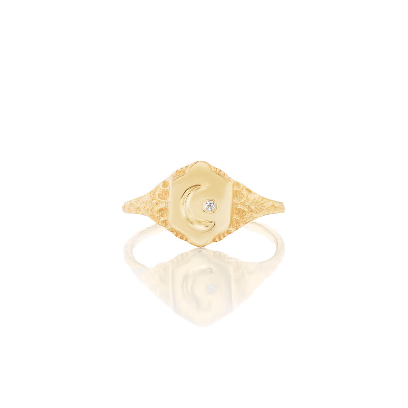 THE GOLD MOONSTONED PINKY RING